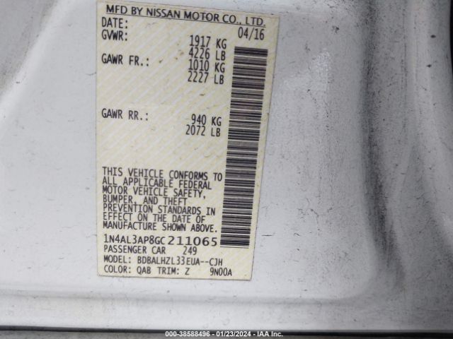 Photo 8 VIN: 1N4AL3AP8GC211065 - NISSAN ALTIMA 