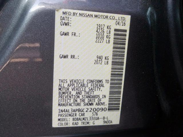 Photo 9 VIN: 1N4AL3AP8GC220090 - NISSAN ALTIMA 2.5 