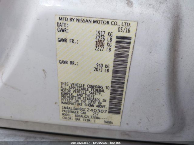 Photo 8 VIN: 1N4AL3AP8GC240307 - NISSAN ALTIMA 