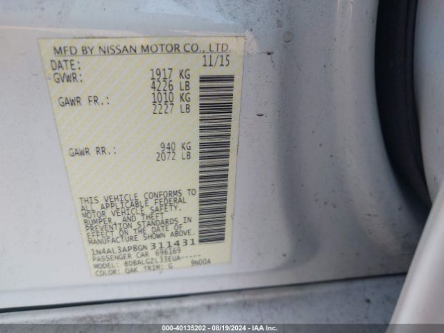 Photo 8 VIN: 1N4AL3AP8GN311431 - NISSAN ALTIMA 