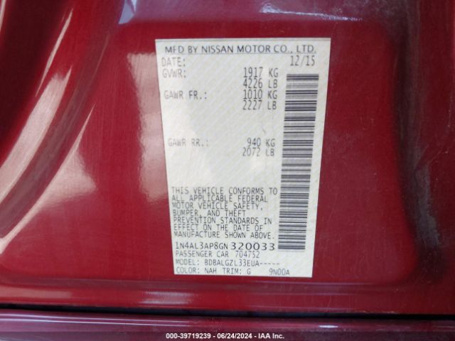 Photo 8 VIN: 1N4AL3AP8GN320033 - NISSAN ALTIMA 