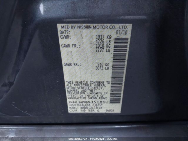 Photo 8 VIN: 1N4AL3AP8GN350892 - NISSAN ALTIMA 