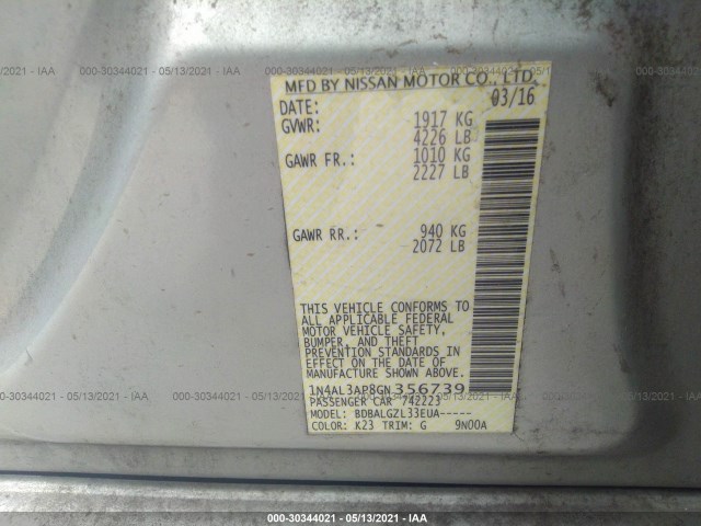 Photo 8 VIN: 1N4AL3AP8GN356739 - NISSAN ALTIMA 