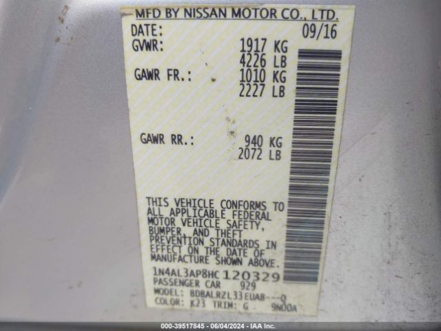 Photo 8 VIN: 1N4AL3AP8HC120329 - NISSAN ALTIMA 