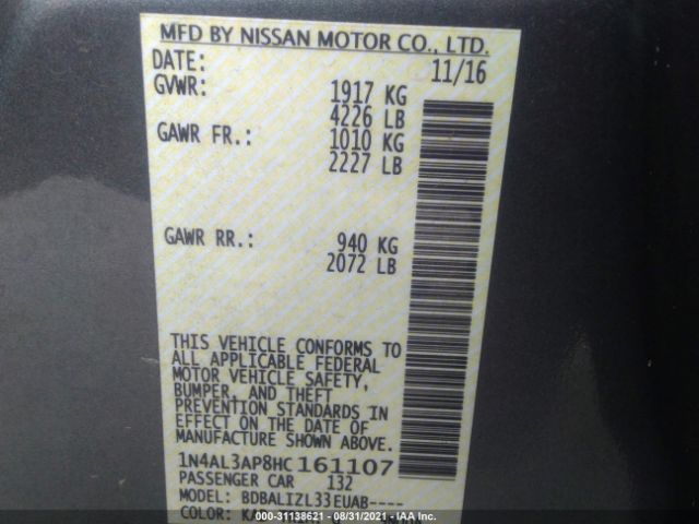 Photo 8 VIN: 1N4AL3AP8HC161107 - NISSAN ALTIMA 