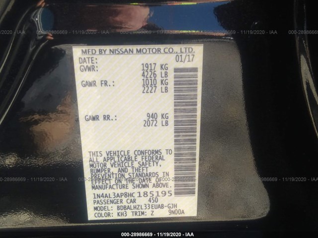 Photo 8 VIN: 1N4AL3AP8HC185195 - NISSAN ALTIMA 