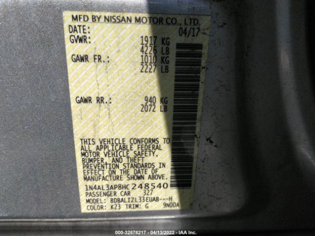 Photo 8 VIN: 1N4AL3AP8HC248540 - NISSAN ALTIMA 