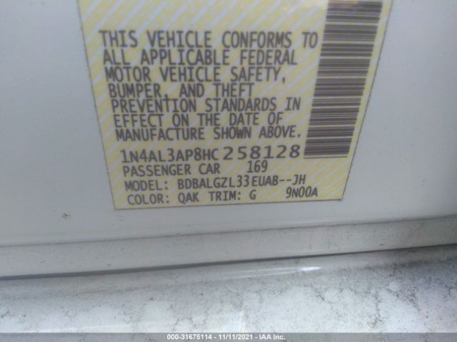 Photo 8 VIN: 1N4AL3AP8HC258128 - NISSAN ALTIMA 