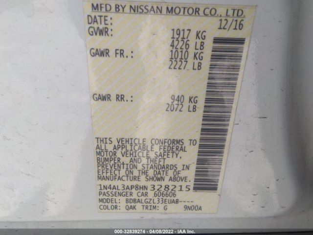 Photo 8 VIN: 1N4AL3AP8HN328215 - NISSAN ALTIMA 