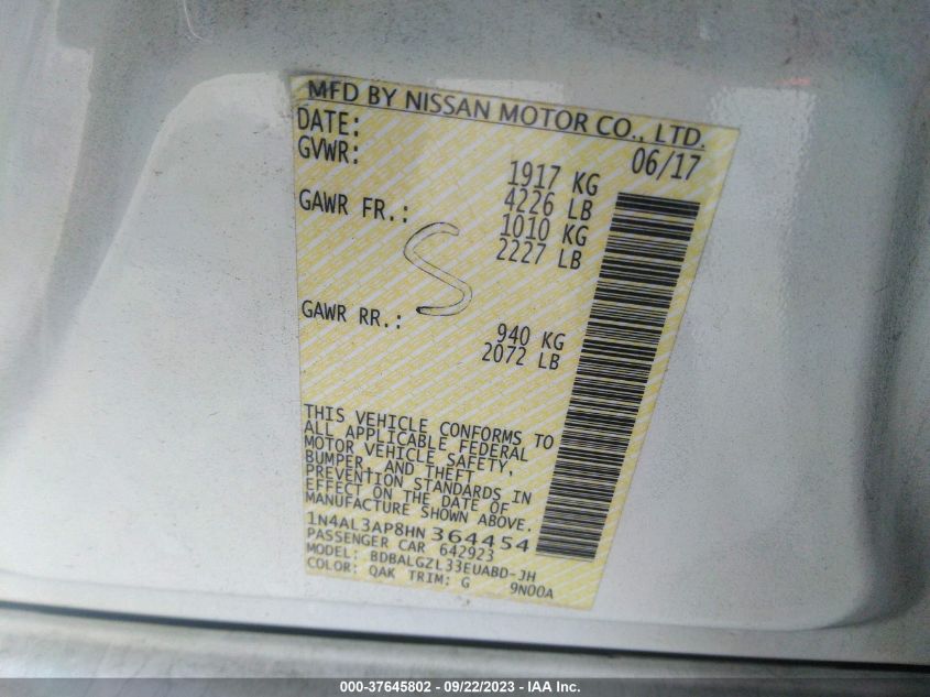 Photo 8 VIN: 1N4AL3AP8HN364454 - NISSAN ALTIMA 