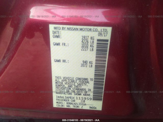 Photo 8 VIN: 1N4AL3AP8JC115959 - NISSAN ALTIMA 