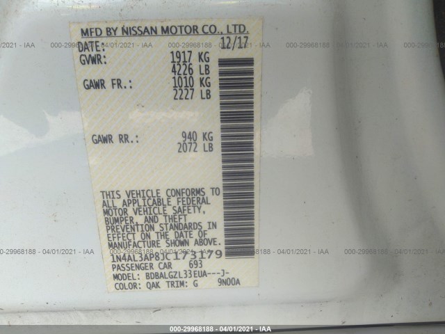 Photo 8 VIN: 1N4AL3AP8JC173179 - NISSAN ALTIMA 