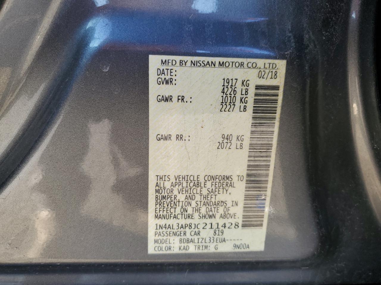 Photo 11 VIN: 1N4AL3AP8JC211428 - NISSAN ALTIMA 