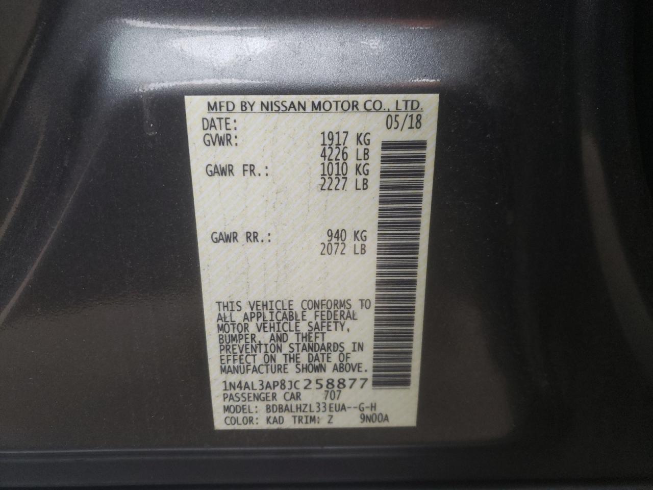 Photo 11 VIN: 1N4AL3AP8JC258877 - NISSAN ALTIMA 