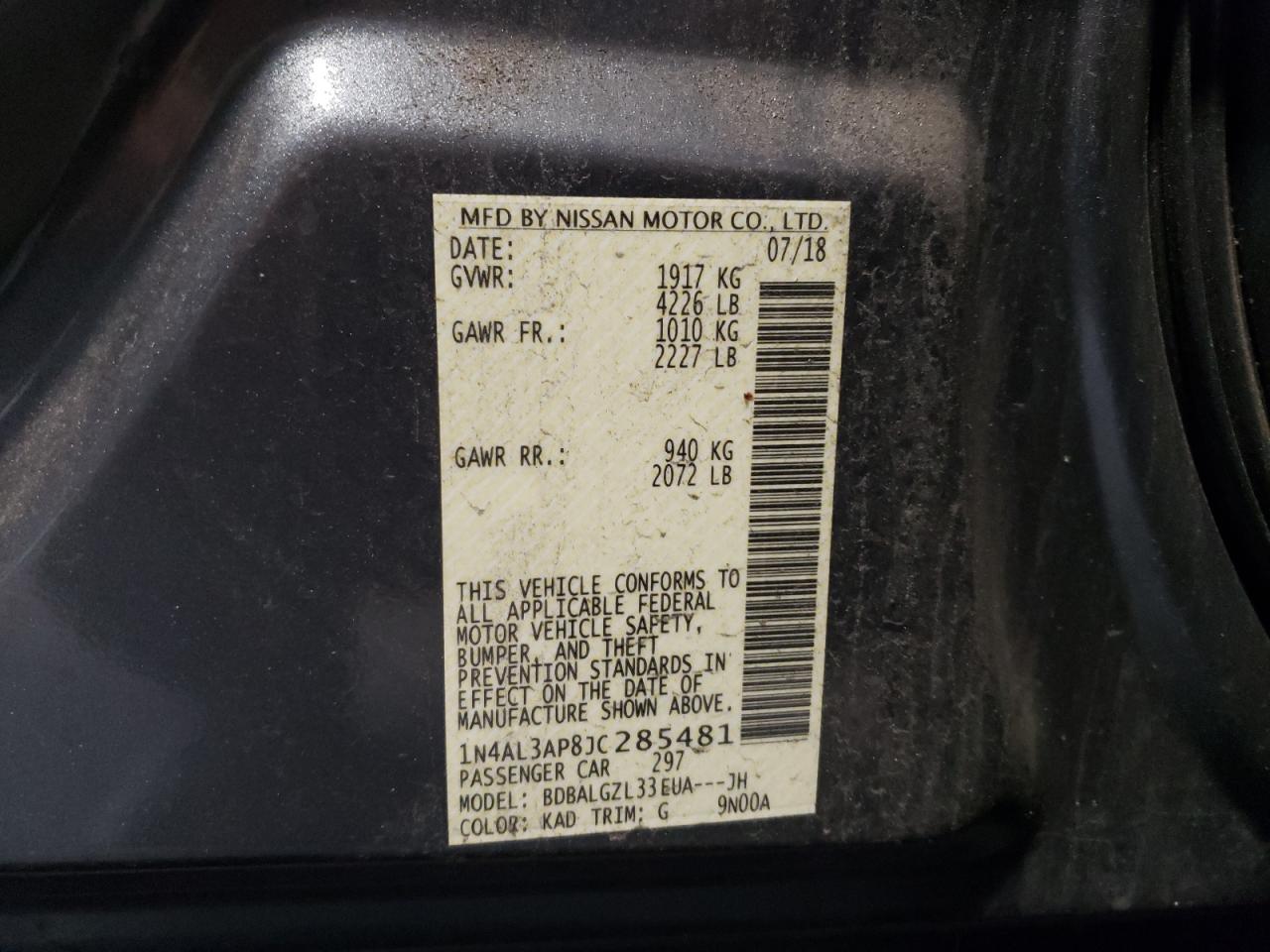 Photo 12 VIN: 1N4AL3AP8JC285481 - NISSAN ALTIMA 