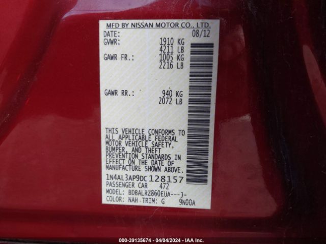 Photo 8 VIN: 1N4AL3AP9DC128157 - NISSAN ALTIMA 