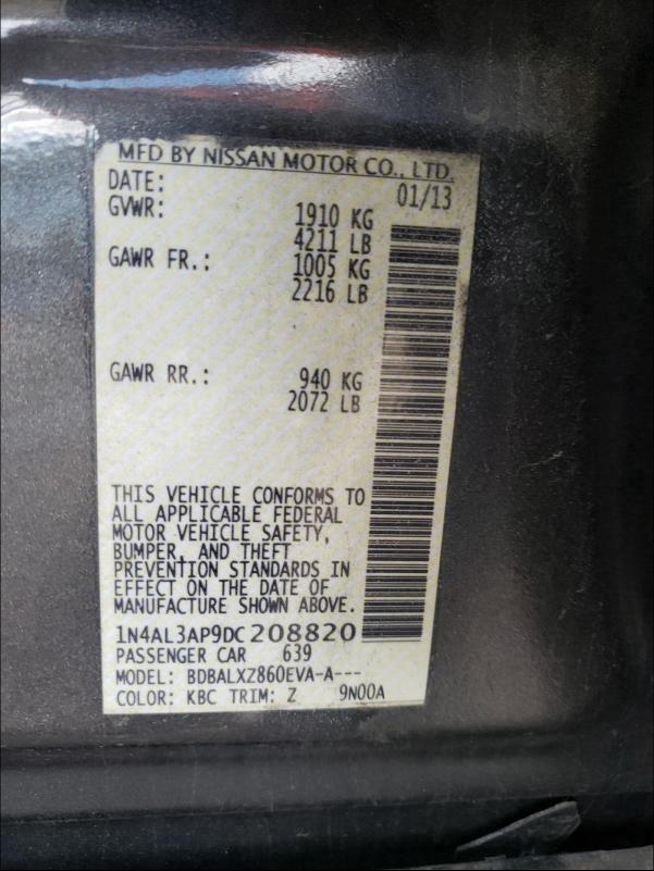 Photo 9 VIN: 1N4AL3AP9DC208820 - NISSAN ALTIMA 2.5 