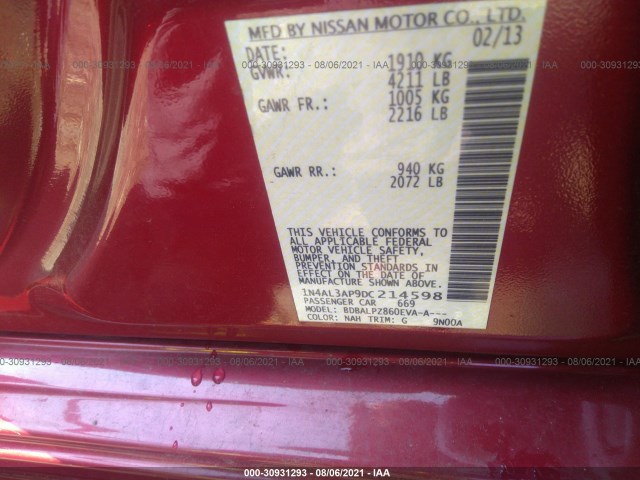 Photo 8 VIN: 1N4AL3AP9DC214598 - NISSAN ALTIMA 