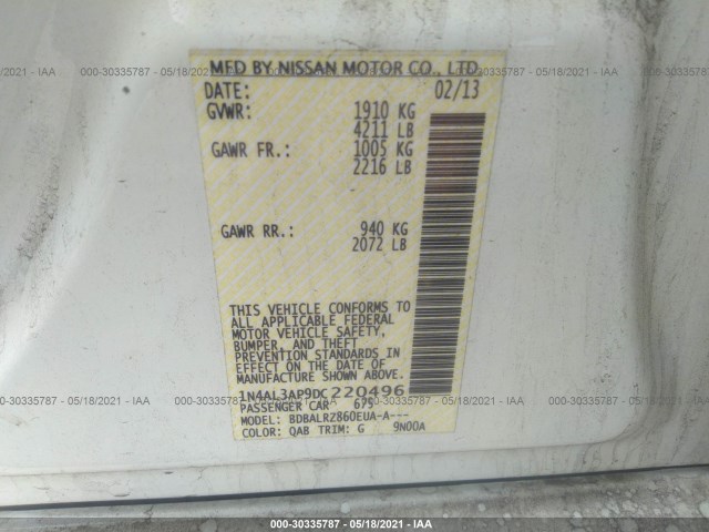 Photo 8 VIN: 1N4AL3AP9DC220496 - NISSAN ALTIMA 