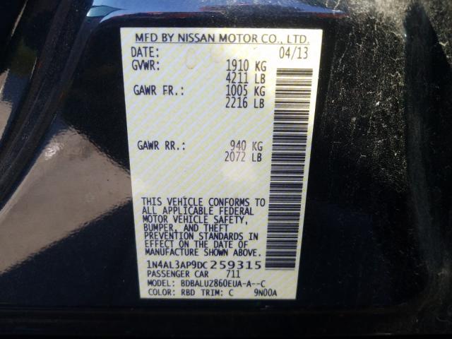 Photo 9 VIN: 1N4AL3AP9DC259315 - NISSAN ALTIMA 2.5 