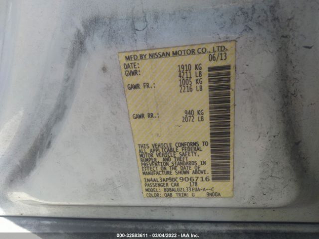 Photo 8 VIN: 1N4AL3AP9DC906716 - NISSAN ALTIMA 