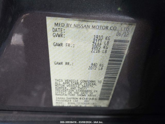 Photo 8 VIN: 1N4AL3AP9DN404986 - NISSAN ALTIMA 