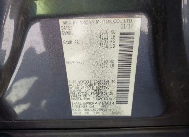 Photo 8 VIN: 1N4AL3AP9DN476934 - NISSAN ALTIMA 