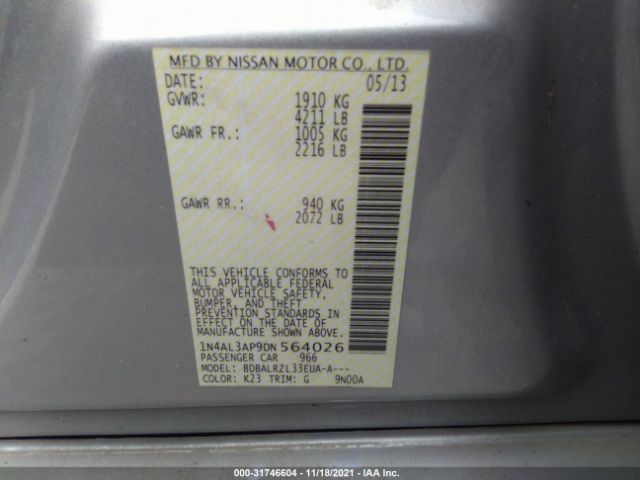 Photo 8 VIN: 1N4AL3AP9DN564026 - NISSAN ALTIMA 