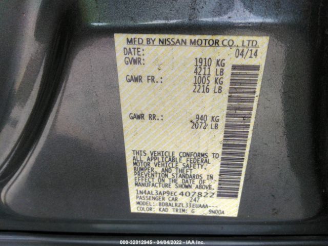 Photo 8 VIN: 1N4AL3AP9EC407822 - NISSAN ALTIMA 2.5 