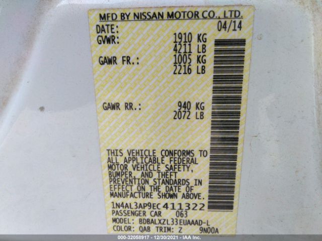 Photo 8 VIN: 1N4AL3AP9EC411322 - NISSAN ALTIMA 