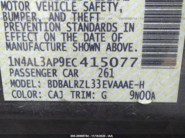 Photo 8 VIN: 1N4AL3AP9EC415077 - NISSAN ALTIMA 