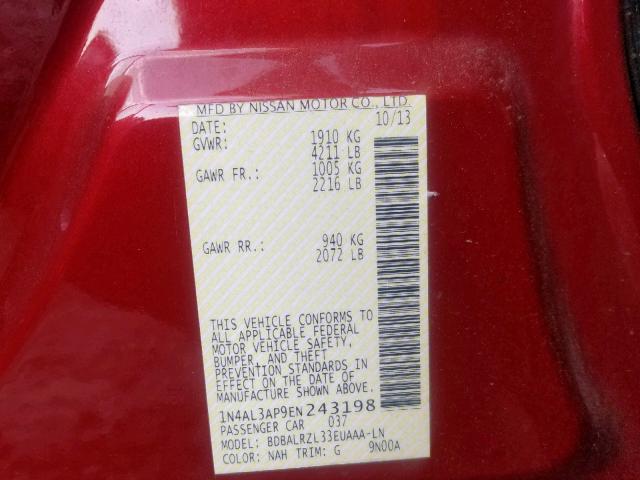 Photo 9 VIN: 1N4AL3AP9EN243198 - NISSAN ALTIMA 2.5 