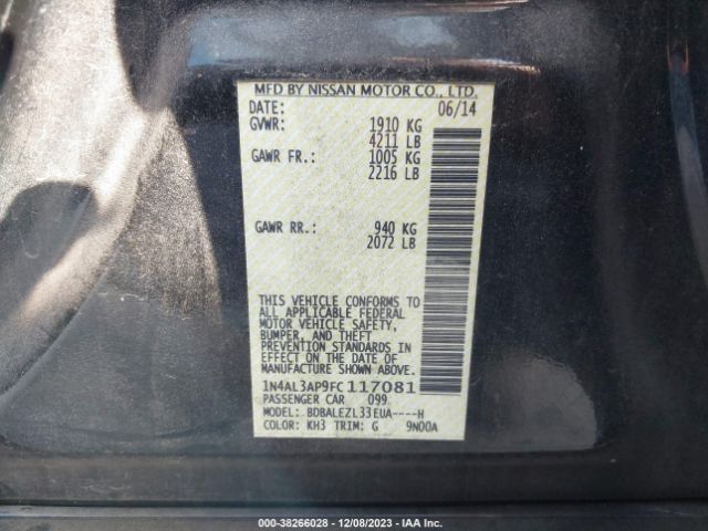 Photo 8 VIN: 1N4AL3AP9FC117081 - NISSAN ALTIMA 