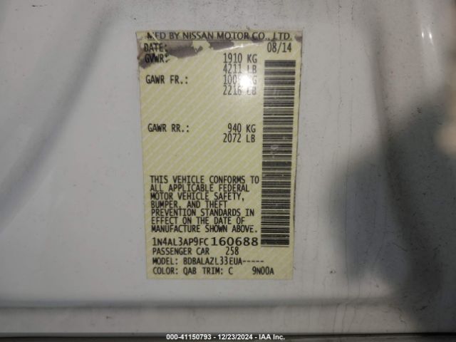 Photo 8 VIN: 1N4AL3AP9FC160688 - NISSAN ALTIMA 