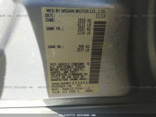 Photo 8 VIN: 1N4AL3AP9FC225491 - NISSAN ALTIMA 