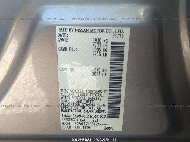 Photo 8 VIN: 1N4AL3AP9FC288087 - NISSAN ALTIMA 