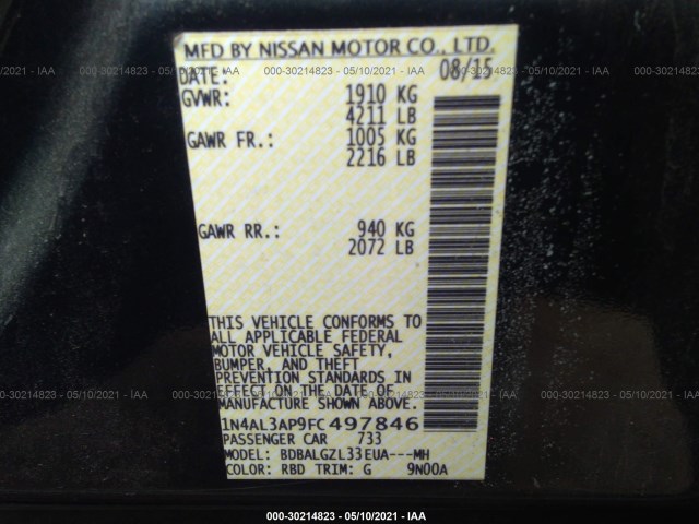 Photo 8 VIN: 1N4AL3AP9FC497846 - NISSAN ALTIMA 