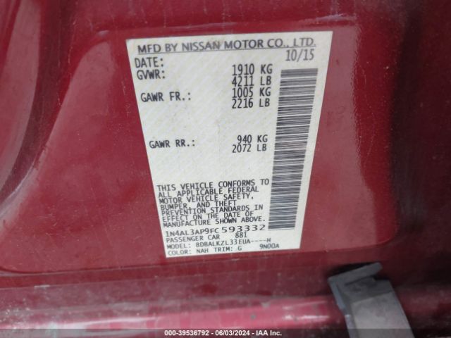 Photo 8 VIN: 1N4AL3AP9FC593332 - NISSAN ALTIMA 