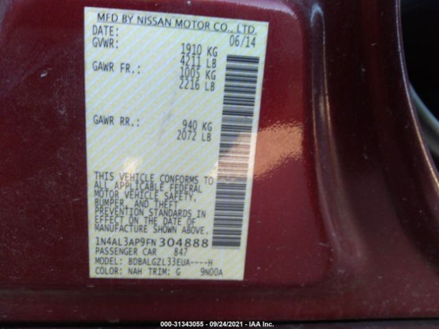 Photo 8 VIN: 1N4AL3AP9FN304888 - NISSAN ALTIMA 