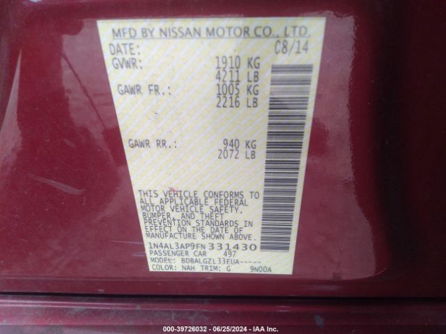 Photo 8 VIN: 1N4AL3AP9FN331430 - NISSAN ALTIMA 