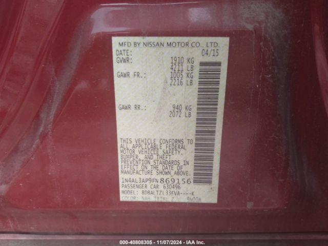 Photo 8 VIN: 1N4AL3AP9FN869156 - NISSAN ALTIMA 