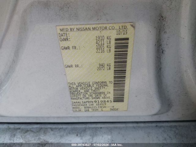 Photo 8 VIN: 1N4AL3AP9FN919845 - NISSAN ALTIMA 