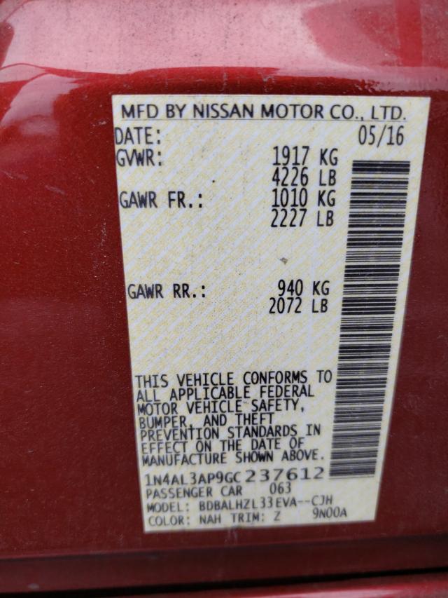 Photo 9 VIN: 1N4AL3AP9GC237612 - NISSAN ALTIMA 