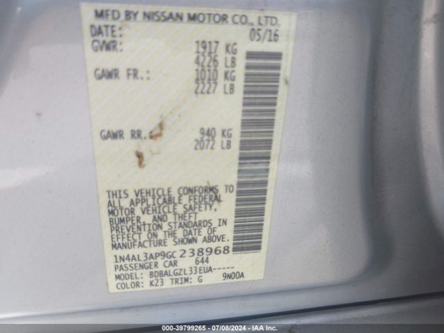 Photo 8 VIN: 1N4AL3AP9GC238968 - NISSAN ALTIMA 