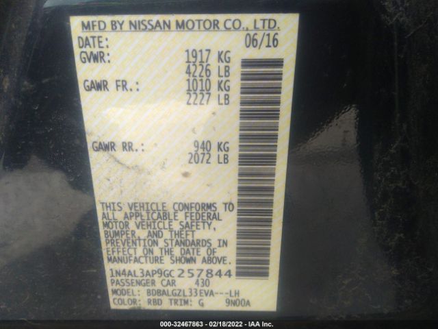 Photo 8 VIN: 1N4AL3AP9GC257844 - NISSAN ALTIMA 