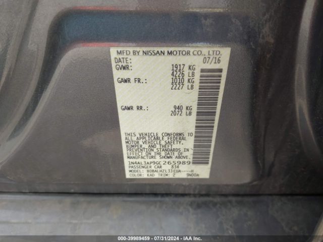 Photo 8 VIN: 1N4AL3AP9GC265989 - NISSAN ALTIMA 