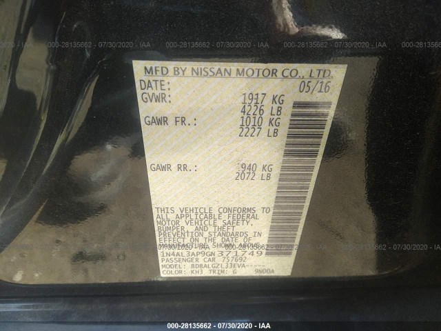 Photo 8 VIN: 1N4AL3AP9GN371749 - NISSAN ALTIMA 