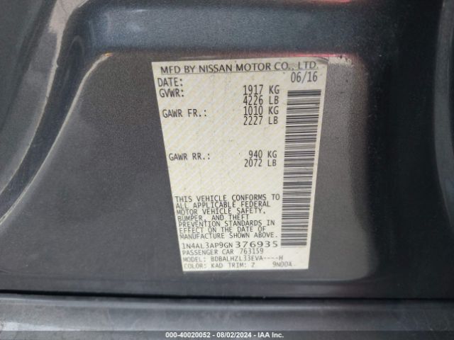 Photo 8 VIN: 1N4AL3AP9GN376935 - NISSAN ALTIMA 