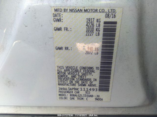 Photo 8 VIN: 1N4AL3AP9HC111493 - NISSAN ALTIMA 