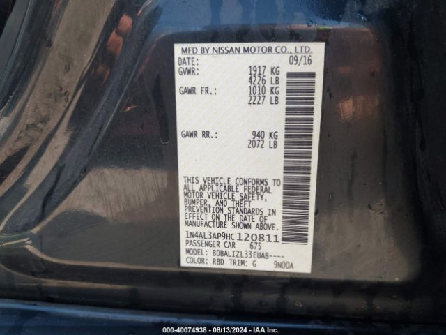 Photo 8 VIN: 1N4AL3AP9HC120811 - NISSAN ALTIMA 